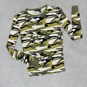 Open Trails Youth‎ Camouflage Waffle Knit Thermal Shirt Green Boys XL
